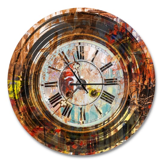 Designart 'People And Time Acrylic Painting Industrial Wall Clock